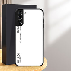 Samsung Galaxy S24 5G用ハイブリットバンパーケース プラスチック 鏡面 虹 グラデーション 勾配色 カバー M02 サムスン ホワイト