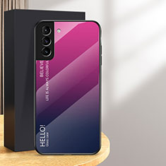 Samsung Galaxy S24 5G用ハイブリットバンパーケース プラスチック 鏡面 虹 グラデーション 勾配色 カバー M02 サムスン ローズレッド