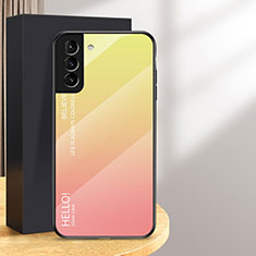 Samsung Galaxy S24 5G用ハイブリットバンパーケース プラスチック 鏡面 虹 グラデーション 勾配色 カバー M02 サムスン オレンジ
