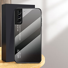 Samsung Galaxy S24 5G用ハイブリットバンパーケース プラスチック 鏡面 虹 グラデーション 勾配色 カバー M02 サムスン グレー