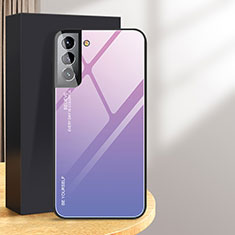 Samsung Galaxy S24 5G用ハイブリットバンパーケース プラスチック 鏡面 虹 グラデーション 勾配色 カバー サムスン ラベンダー