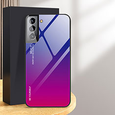 Samsung Galaxy S24 5G用ハイブリットバンパーケース プラスチック 鏡面 虹 グラデーション 勾配色 カバー サムスン ローズレッド