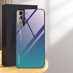 Samsung Galaxy S24 5G用ハイブリットバンパーケース プラスチック 鏡面 虹 グラデーション 勾配色 カバー サムスン パープル