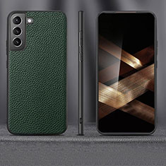 Samsung Galaxy S24 5G用ケース 高級感 手触り良いレザー柄 サムスン グリーン