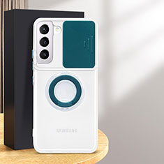 Samsung Galaxy S24 5G用極薄ソフトケース シリコンケース 耐衝撃 全面保護 クリア透明 アンド指輪 S01 サムスン モスグリー