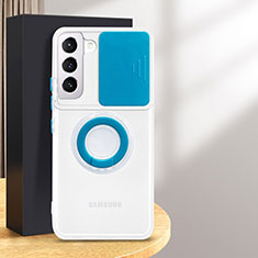 Samsung Galaxy S24 5G用極薄ソフトケース シリコンケース 耐衝撃 全面保護 クリア透明 アンド指輪 S01 サムスン ネイビー