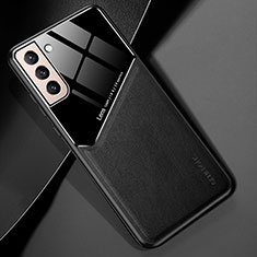 Samsung Galaxy S24 5G用シリコンケース ソフトタッチラバー レザー柄 アンドマグネット式 M01 サムスン ブラック