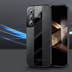 Samsung Galaxy S24 Plus 5G用シリコンケース ソフトタッチラバー レザー柄 カバー S07 サムスン ブラック