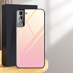 Samsung Galaxy S24 Plus 5G用ハイブリットバンパーケース プラスチック 鏡面 虹 グラデーション 勾配色 カバー サムスン ピンク