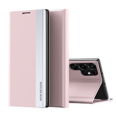 Samsung Galaxy S24 Ultra 5G用手帳型 レザーケース スタンド カバー サムスン ピンク