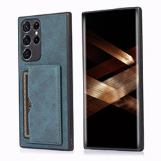 Samsung Galaxy S24 Ultra 5G用ケース 高級感 手触り良いレザー柄 M03T サムスン ネイビー