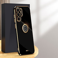 Samsung Galaxy S24 Ultra 5G用極薄ソフトケース シリコンケース 耐衝撃 全面保護 アンド指輪 マグネット式 バンパー T01 サムスン ブラック