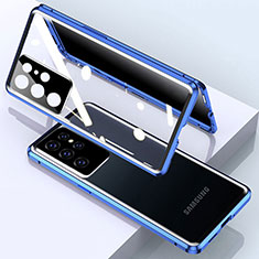 Samsung Galaxy S24 Ultra 5G用ケース 高級感 手触り良い アルミメタル 製の金属製 360度 フルカバーバンパー 鏡面 カバー M03 サムスン ネイビー