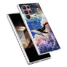 Samsung Galaxy S24 Ultra 5G用シリコンケース ソフトタッチラバー バタフライ パターン カバー Y07B サムスン ブラウン