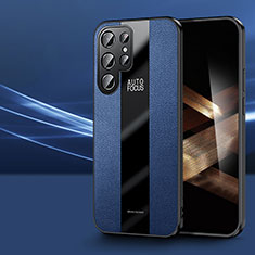 Samsung Galaxy S24 Ultra 5G用シリコンケース ソフトタッチラバー レザー柄 カバー S07 サムスン ネイビー