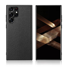 Samsung Galaxy S24 Ultra 5G用ケース 高級感 手触り良いレザー柄 C08 サムスン ブラック