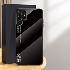 Samsung Galaxy S24 Ultra 5G用ハイブリットバンパーケース プラスチック 鏡面 虹 グラデーション 勾配色 カバー M02 サムスン ブラック