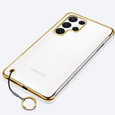 Samsung Galaxy S24 Ultra 5G用ハードカバー クリスタル クリア透明 H02 サムスン ゴールド