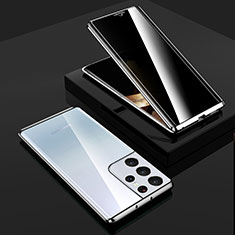 Samsung Galaxy S24 Ultra 5G用ケース 高級感 手触り良い アルミメタル 製の金属製 360度 フルカバーバンパー 鏡面 カバー M02 サムスン シルバー