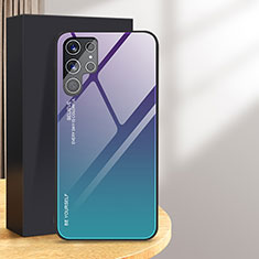 Samsung Galaxy S24 Ultra 5G用ハイブリットバンパーケース プラスチック 鏡面 虹 グラデーション 勾配色 カバー サムスン パープル