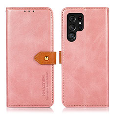 Samsung Galaxy S24 Ultra 5G用手帳型 レザーケース スタンド カバー N07P サムスン ピンク