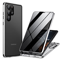 Samsung Galaxy S24 Ultra 5G用ケース 高級感 手触り良い アルミメタル 製の金属製 360度 フルカバーバンパー 鏡面 カバー LK1 サムスン シルバー