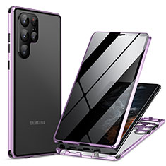 Samsung Galaxy S24 Ultra 5G用ケース 高級感 手触り良い アルミメタル 製の金属製 360度 フルカバーバンパー 鏡面 カバー LK1 サムスン パープル