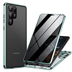 Samsung Galaxy S24 Ultra 5G用ケース 高級感 手触り良い アルミメタル 製の金属製 360度 フルカバーバンパー 鏡面 カバー LK1 サムスン グリーン