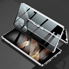 Samsung Galaxy S24 Ultra 5G用ケース 高級感 手触り良い アルミメタル 製の金属製 360度 フルカバーバンパー 鏡面 カバー サムスン シルバー