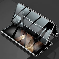 Samsung Galaxy S24 Ultra 5G用ケース 高級感 手触り良い アルミメタル 製の金属製 360度 フルカバーバンパー 鏡面 カバー サムスン ブラック