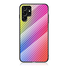 Samsung Galaxy S24 Ultra 5G用ハイブリットバンパーケース プラスチック 鏡面 虹 グラデーション 勾配色 カバー M01 サムスン ピンク