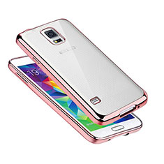 Samsung Galaxy S5 Duos Plus用極薄ソフトケース シリコンケース 耐衝撃 全面保護 クリア透明 H01 サムスン ローズゴールド