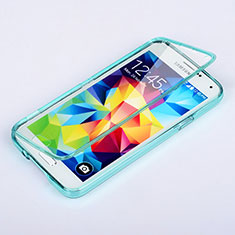 Samsung Galaxy S5 G900F G903F用ソフトケース フルカバー クリア透明 サムスン ブルー
