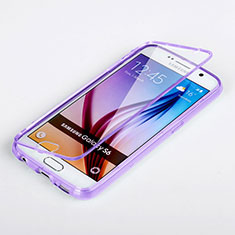 Samsung Galaxy S6 Duos SM-G920F G9200用ソフトケース フルカバー クリア透明 サムスン パープル