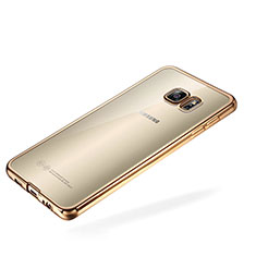 Samsung Galaxy S6 Edge+ Plus SM-G928F用極薄ソフトケース シリコンケース 耐衝撃 全面保護 クリア透明 S01 サムスン ゴールド