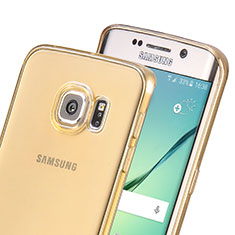 Samsung Galaxy S6 Edge SM-G925用極薄ソフトケース シリコンケース 耐衝撃 全面保護 クリア透明 サムスン ゴールド