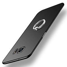 Samsung Galaxy S7 Edge G935F用ハードケース プラスチック 質感もマット アンド指輪 A01 サムスン ブラック