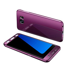 Samsung Galaxy S7 Edge G935F用ハードケース プラスチック 質感もマット 前面と背面 360度 フルカバー サムスン パープル
