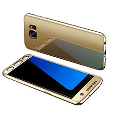 Samsung Galaxy S7 Edge G935F用ハードケース プラスチック 質感もマット 前面と背面 360度 フルカバー サムスン ゴールド