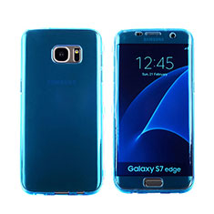 Samsung Galaxy S7 Edge G935F用ソフトケース フルカバー クリア透明 フリップ サムスン ネイビー