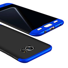 Samsung Galaxy S7 Edge G935F用ハードケース プラスチック 質感もマット 前面と背面 360度 フルカバー M01 サムスン ネイビー・ブラック