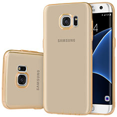 Samsung Galaxy S7 Edge G935F用極薄ソフトケース シリコンケース 耐衝撃 全面保護 クリア透明 H01 サムスン ゴールド