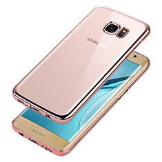 Samsung Galaxy S7 Edge G935F用極薄ソフトケース シリコンケース 耐衝撃 全面保護 クリア透明 T06 サムスン ローズゴールド