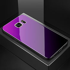 Samsung Galaxy S7 Edge G935F用ハイブリットバンパーケース プラスチック 鏡面 虹 グラデーション 勾配色 カバー サムスン マルチカラー