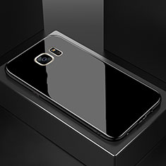 Samsung Galaxy S7 Edge G935F用ハイブリットバンパーケース プラスチック 鏡面 虹 グラデーション 勾配色 カバー サムスン ブラック