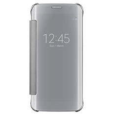 Samsung Galaxy S7 Edge G935F用手帳型 レザーケース スタンド 鏡面 カバー L02 サムスン シルバー