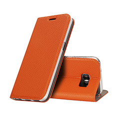 Samsung Galaxy S7 G930F G930FD用手帳型 レザーケース スタンド サムスン オレンジ