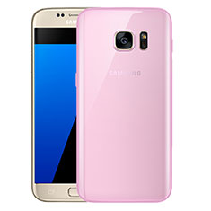 Samsung Galaxy S7 G930F G930FD用極薄ソフトケース シリコンケース 耐衝撃 全面保護 クリア透明 H01 サムスン ピンク