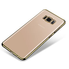 Samsung Galaxy S8用極薄ソフトケース シリコンケース 耐衝撃 全面保護 クリア透明 H03 サムスン ゴールド