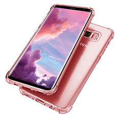 Samsung Galaxy S8用極薄ソフトケース シリコンケース 耐衝撃 全面保護 クリア透明 H02 サムスン ピンク